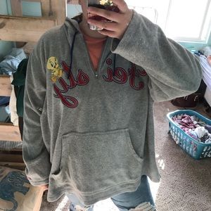 Feisty tweety bird half zip sweatshirt